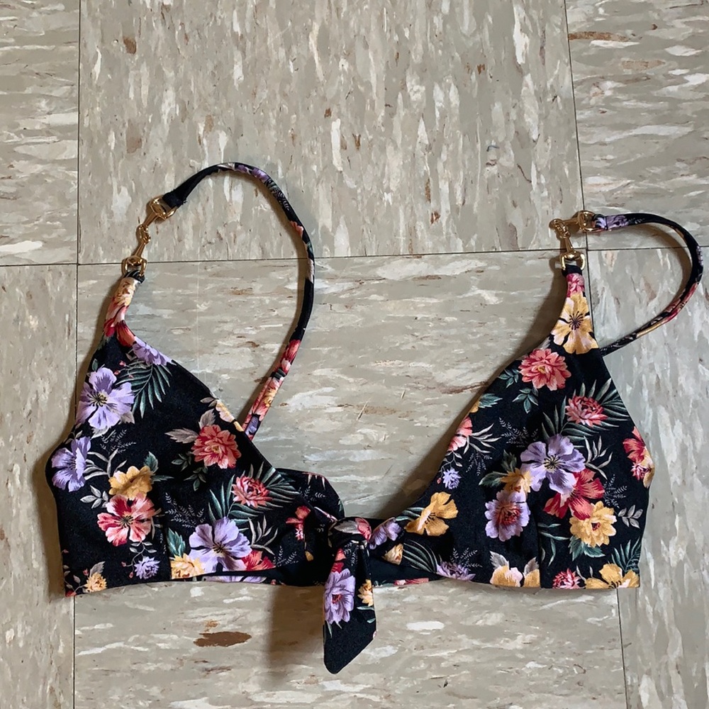 MINKPINK Tie front Floral Bikini w/ Metal hardware